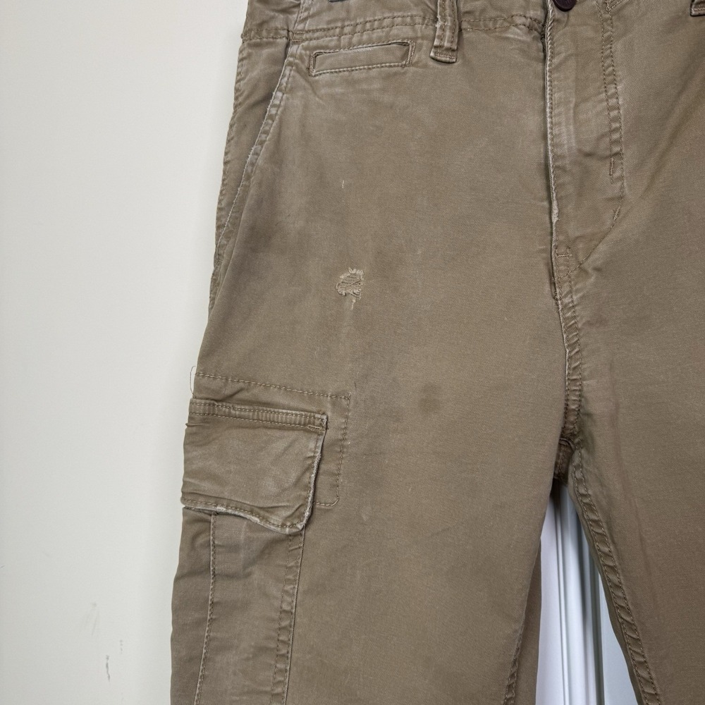 American Eagle Slim Cargo Pants 34/32 (35/27.5) Khaki Beige Y2K Distress Stretch - Picture 3 of 12